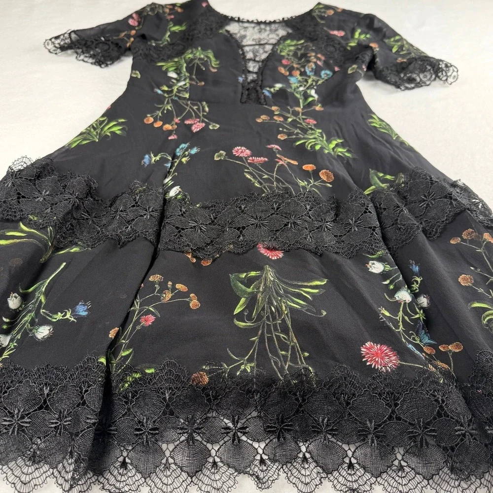Nicholas Women's Wildflower Lace Mini Dress Black Sz US 4 - Picture 10 of 12